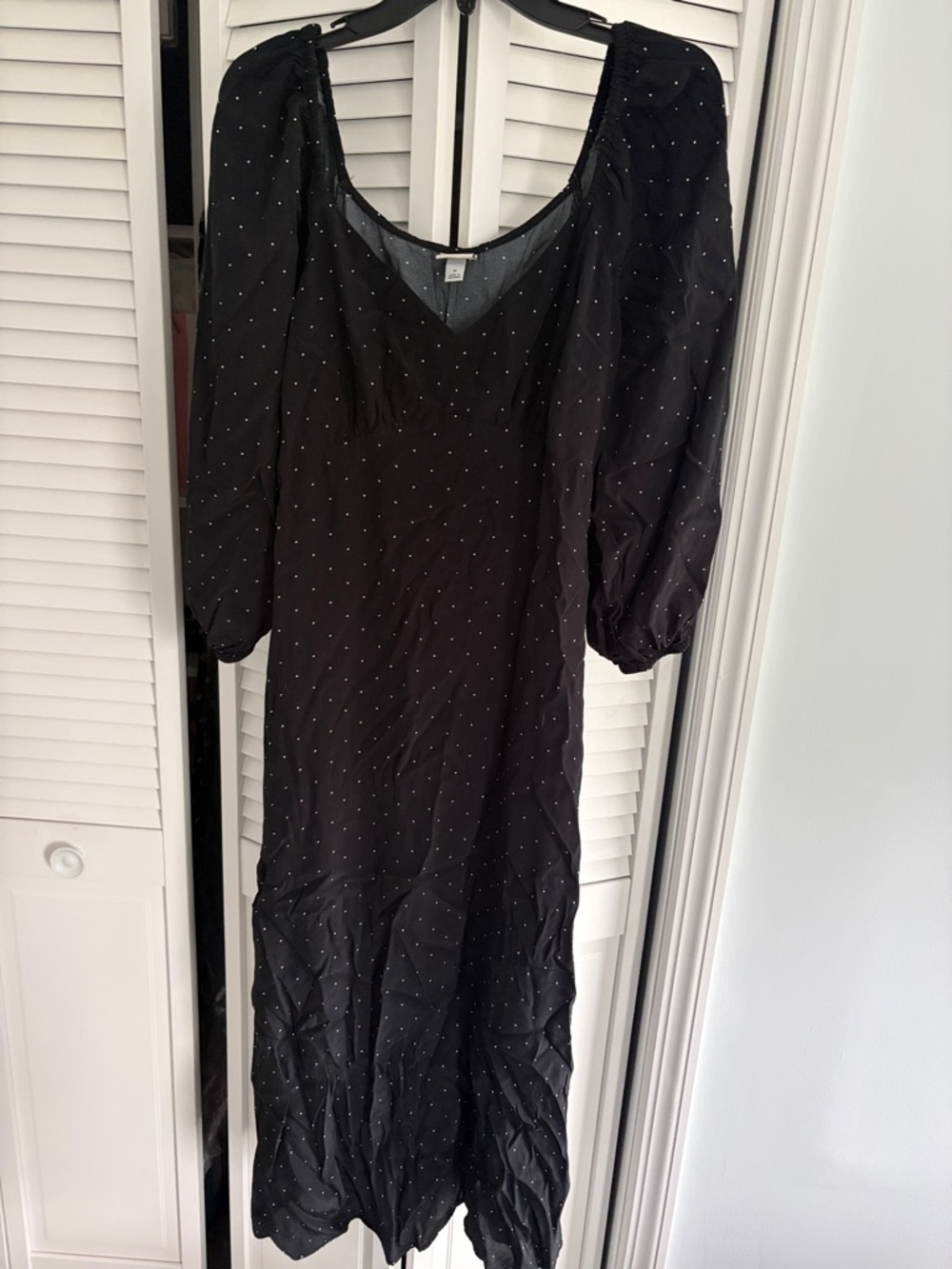 a new day Black Midi Dress with White Polka Dots